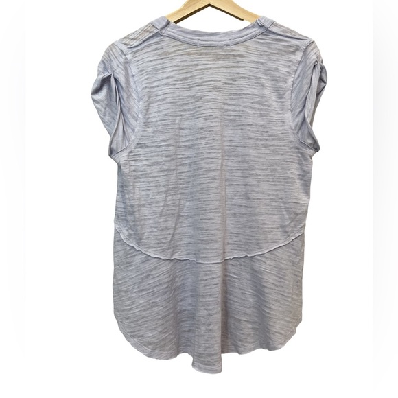 Free People Pullover Women's Babydoll Shirt XS Blue Short Sleeve Flowy Boho - Picture 2 of 8